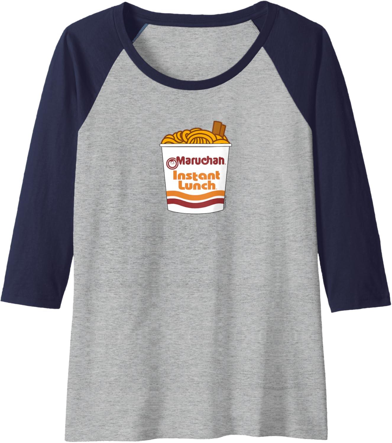 image:imageMaruchan Ramen Noodle Cup With Chop Sticks Raglan Baseball TeeNavy BlueAthletic Heather