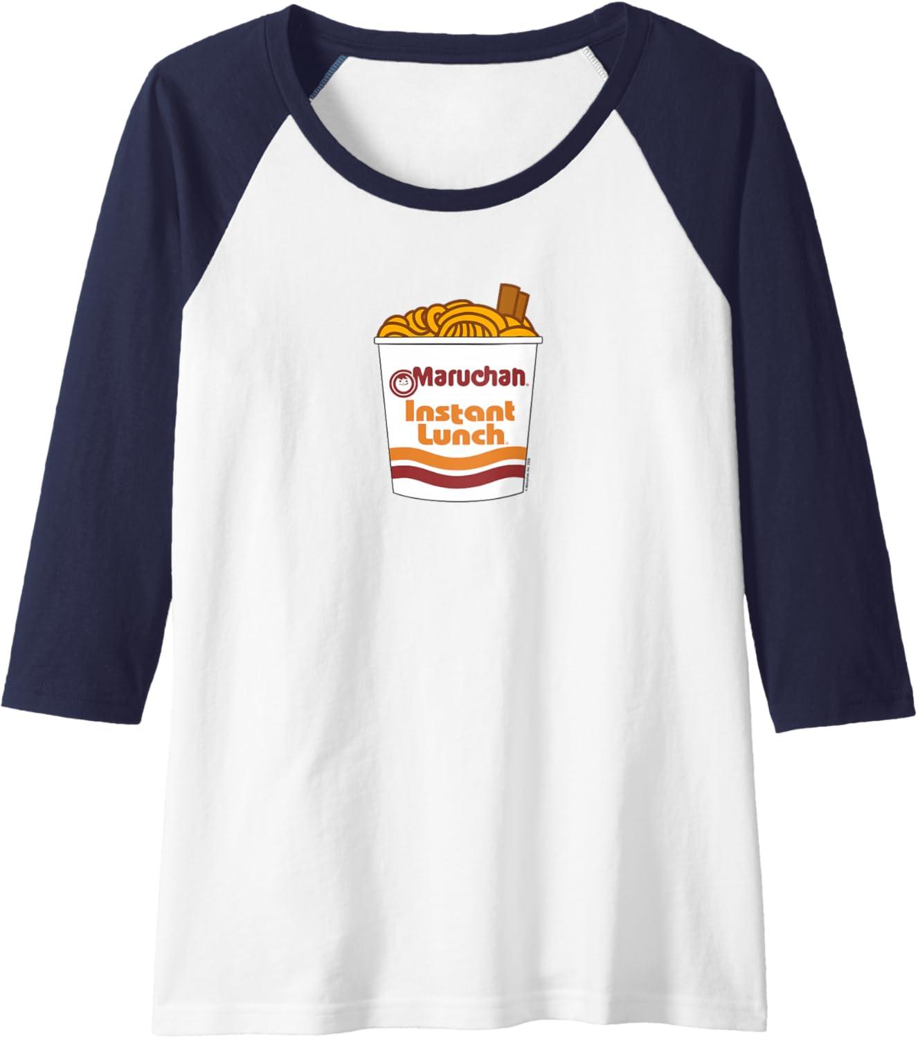 image:imageMaruchan Ramen Noodle Cup With Chop Sticks Raglan Baseball TeeNavy BlueWhite