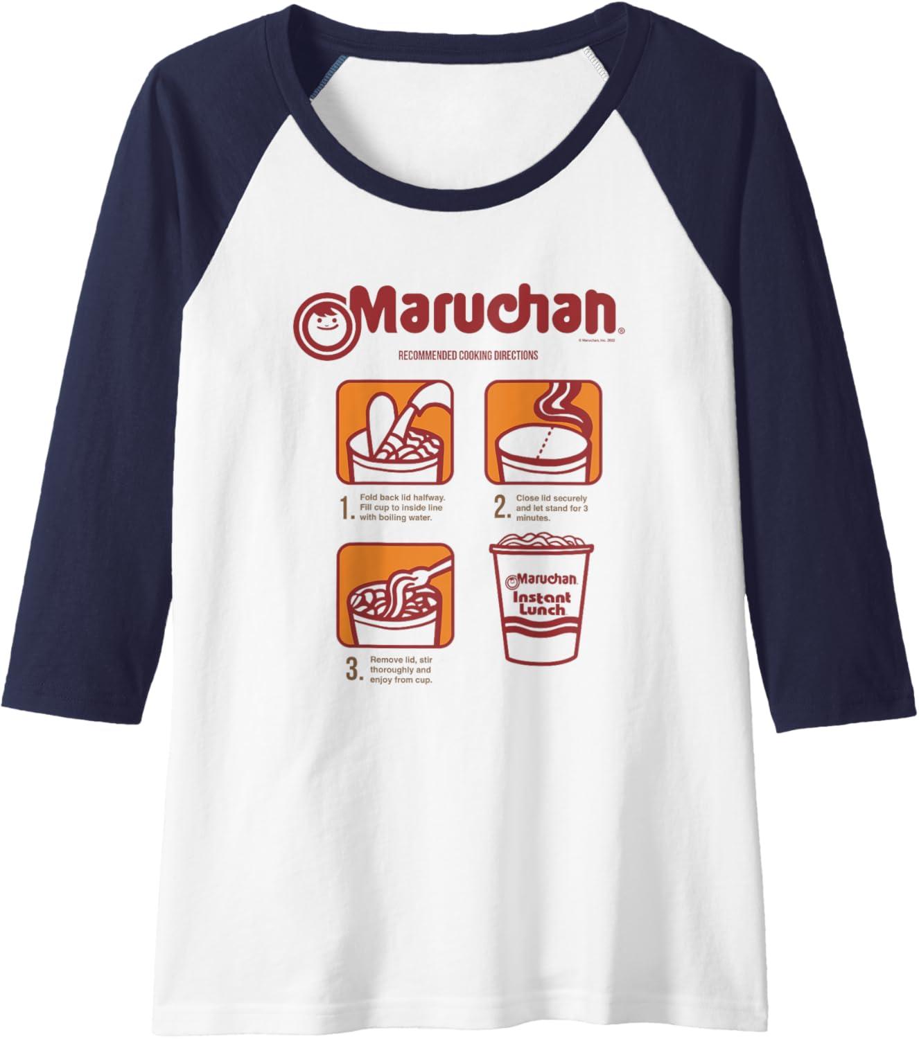 image:imageMaruchan Recommended Cooking Directions Poster Raglan Baseball TeeNavy BlueWhite