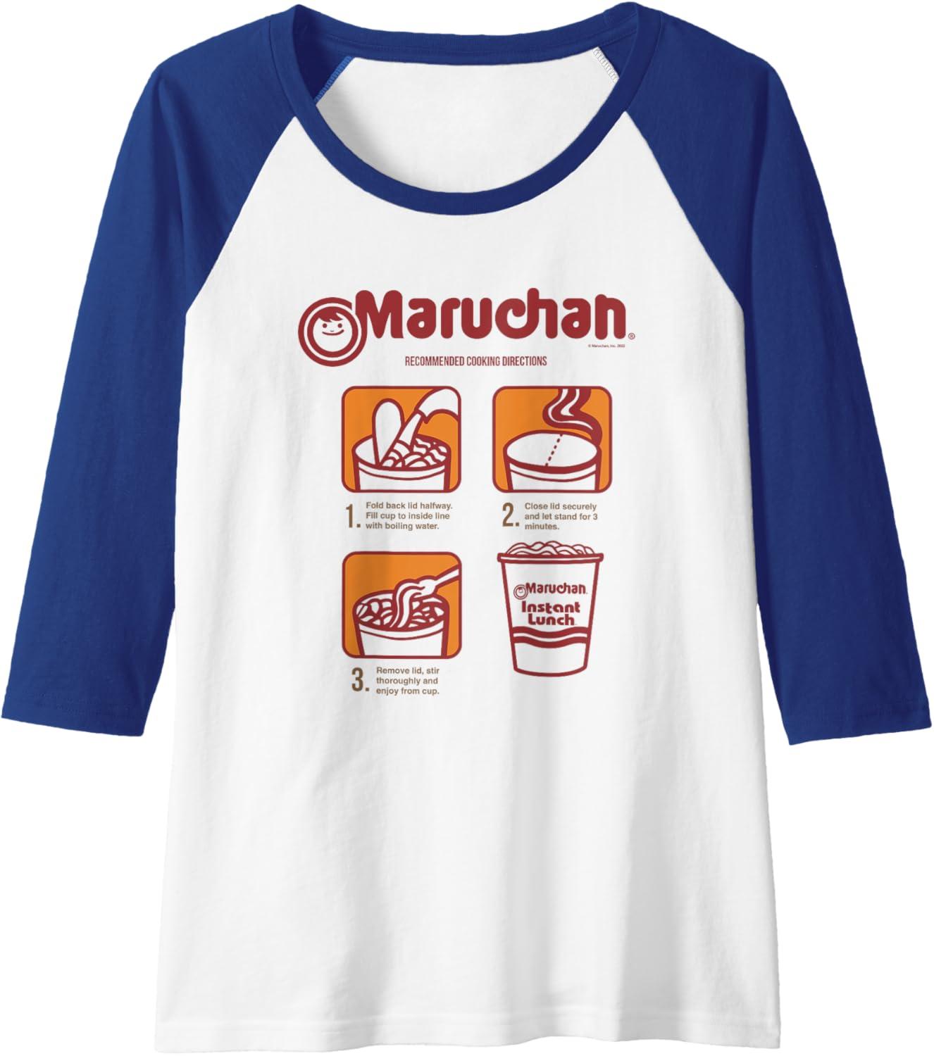 image:imageMaruchan Recommended Cooking Directions Poster Raglan Baseball TeeRoyal BlueWhite