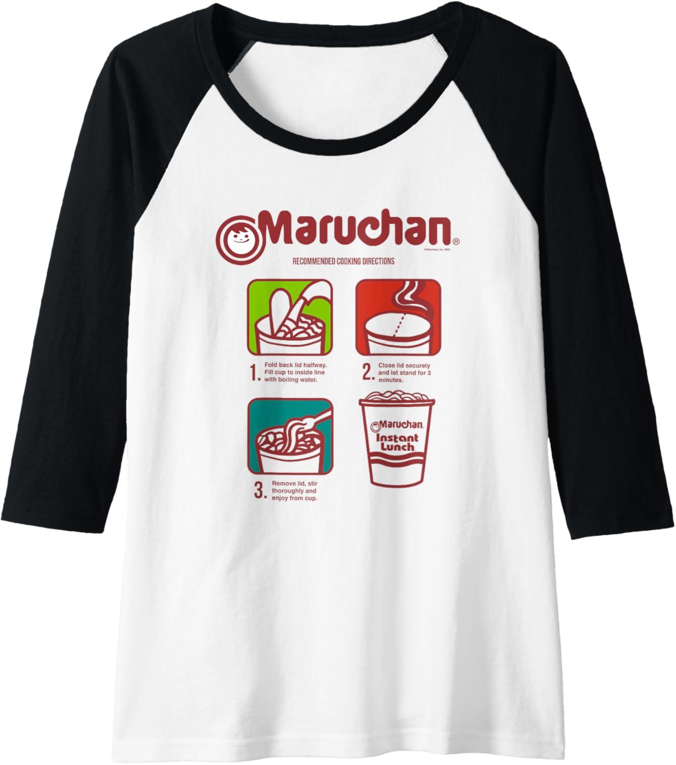 image:imageMaruchan Recommended Cooking Directions Symbols Raglan Baseball TeeBlackWhite