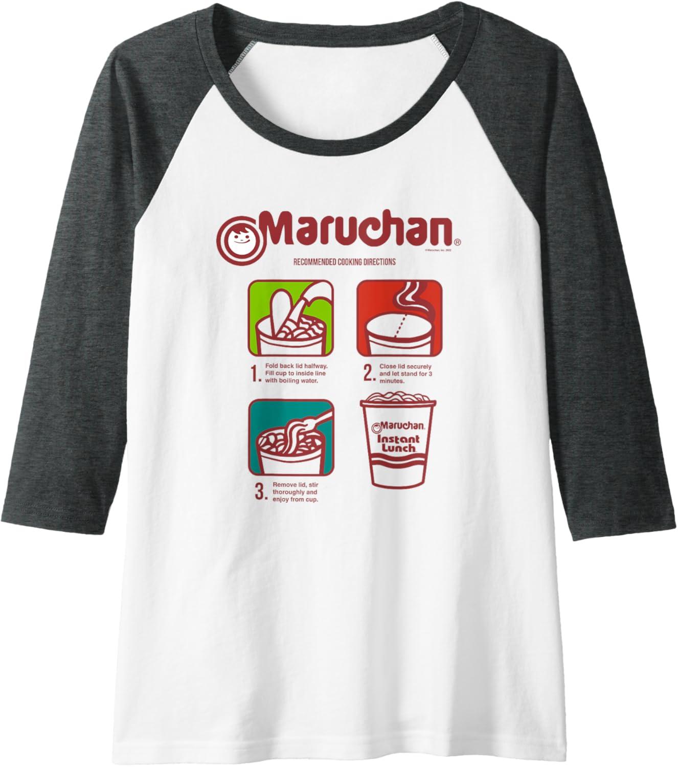 image:imageMaruchan Recommended Cooking Directions Symbols Raglan Baseball TeeDark Heather GreyWhite
