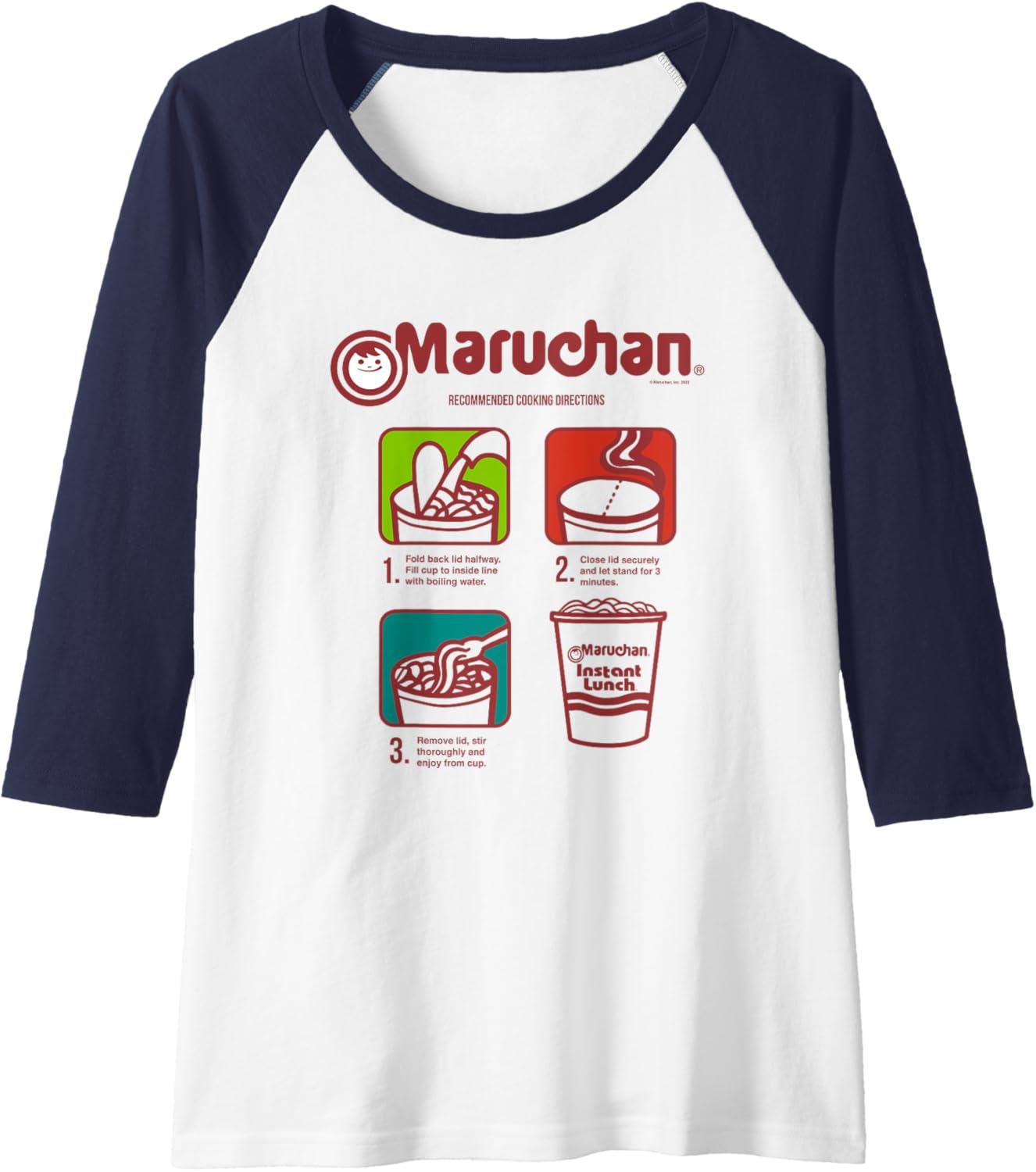 image:imageMaruchan Recommended Cooking Directions Symbols Raglan Baseball TeeNavy BlueWhite