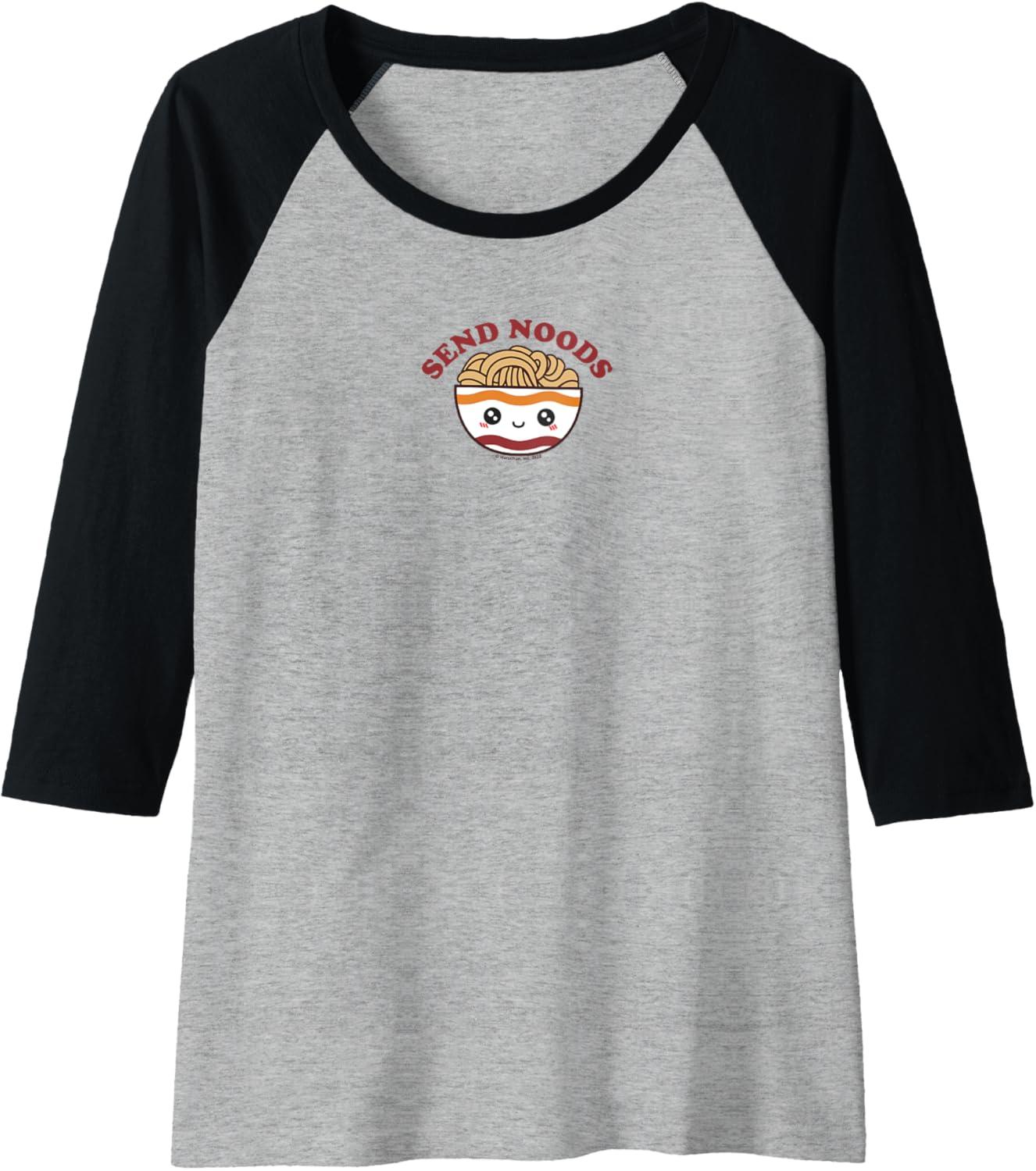 image:imageMaruchan Send Noods Ramen Bowl Face Raglan Baseball TeeBlackAthletic Heather