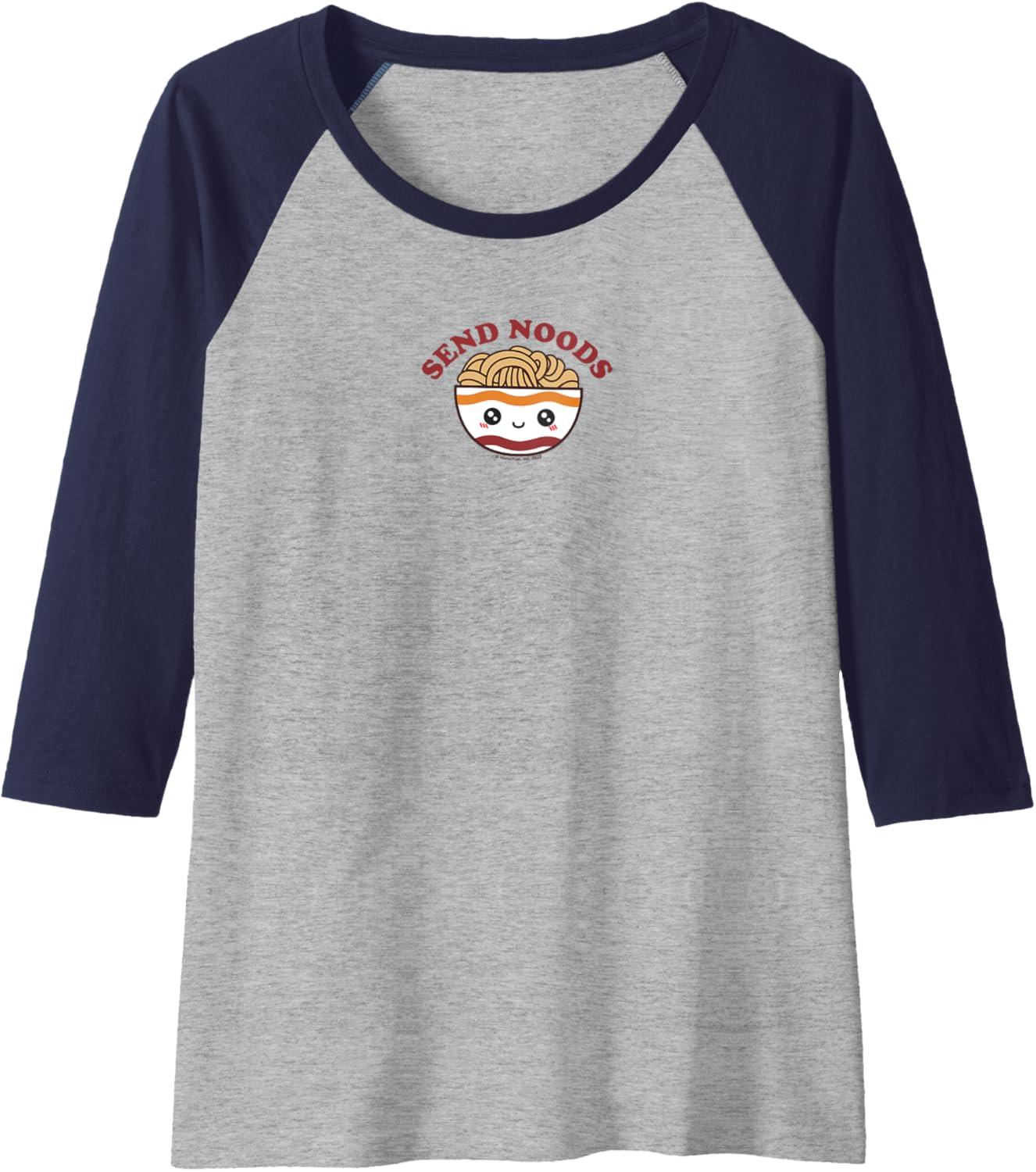 image:imageMaruchan Send Noods Ramen Bowl Face Raglan Baseball TeeNavy BlueAthletic Heather
