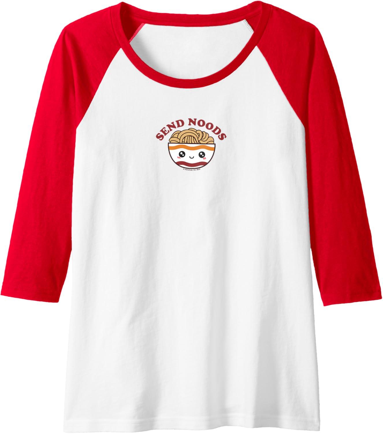 image:imageMaruchan Send Noods Ramen Bowl Face Raglan Baseball TeeRedWhite