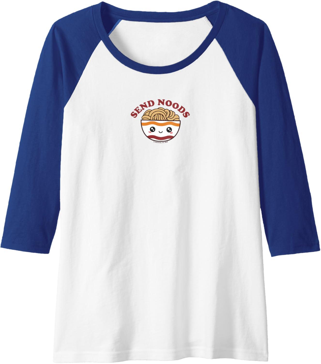 image:imageMaruchan Send Noods Ramen Bowl Face Raglan Baseball TeeRoyal BlueWhite