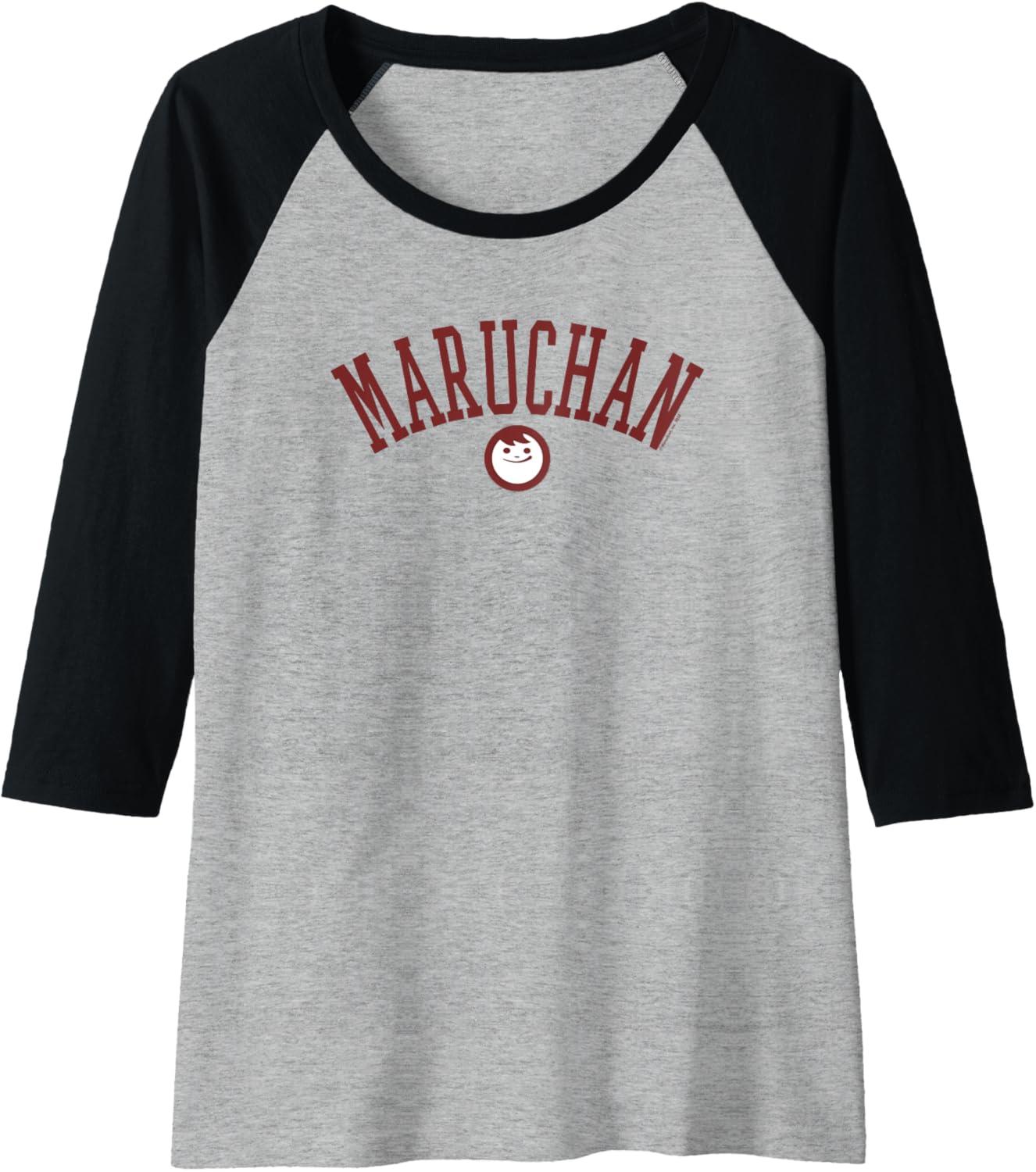 image:imageMaruchan Uni Style Classic Happy Face Logo Raglan Baseball TeeBlackAthletic Heather