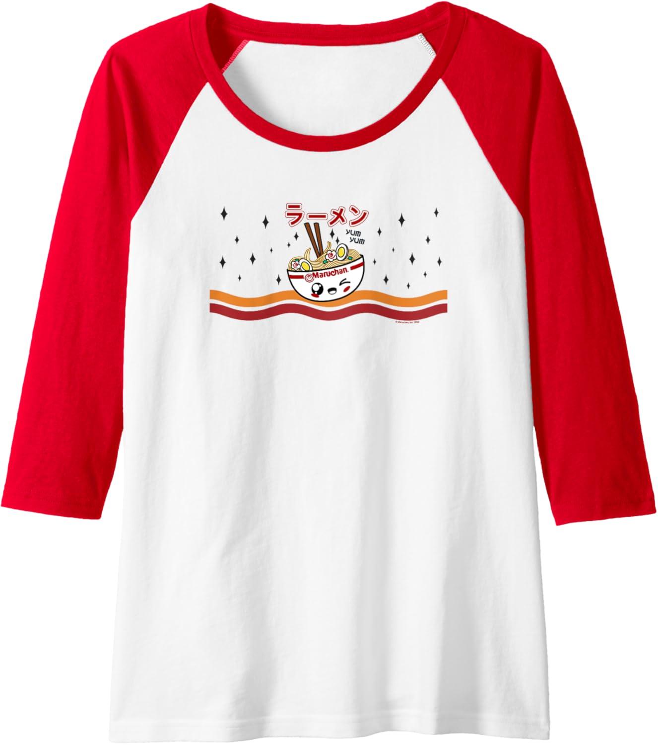 image:imageMaruchan Winking Anime Noodle Bowl Raglan Baseball TeeRedWhite
