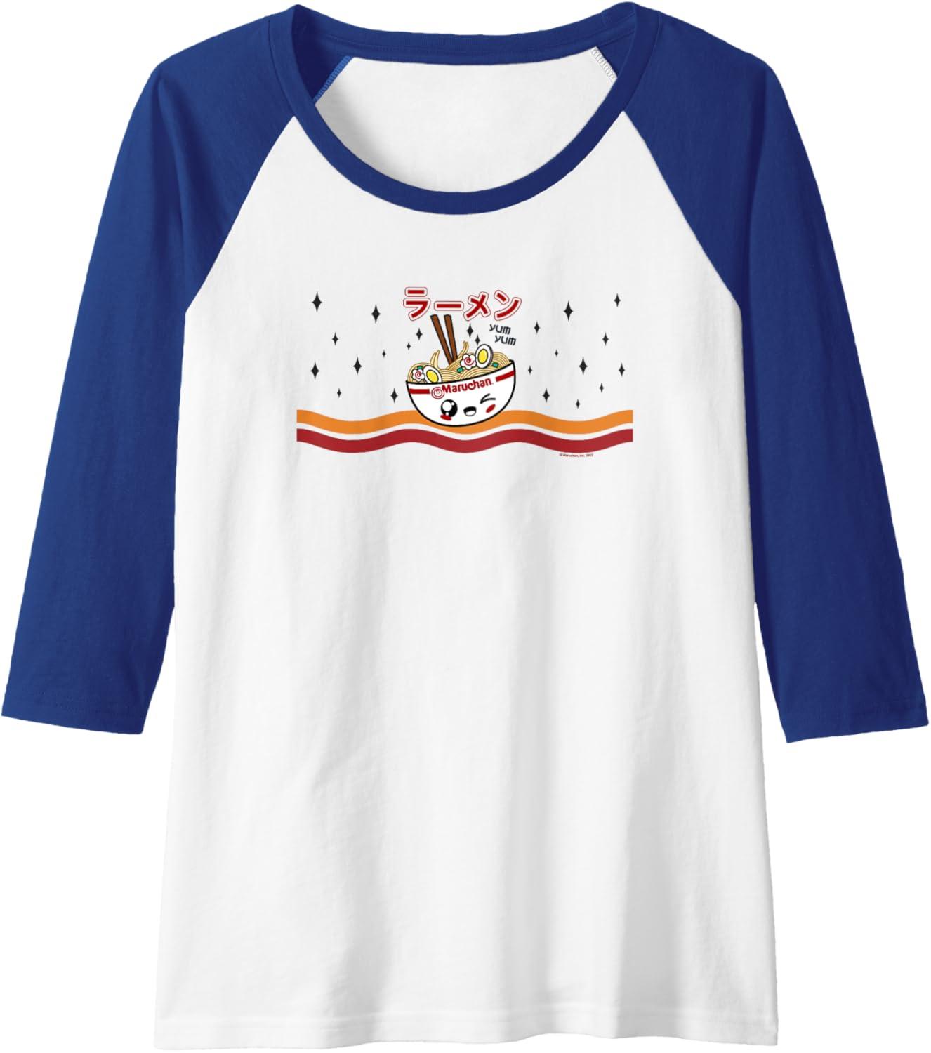 image:imageMaruchan Winking Anime Noodle Bowl Raglan Baseball TeeRoyal BlueWhite