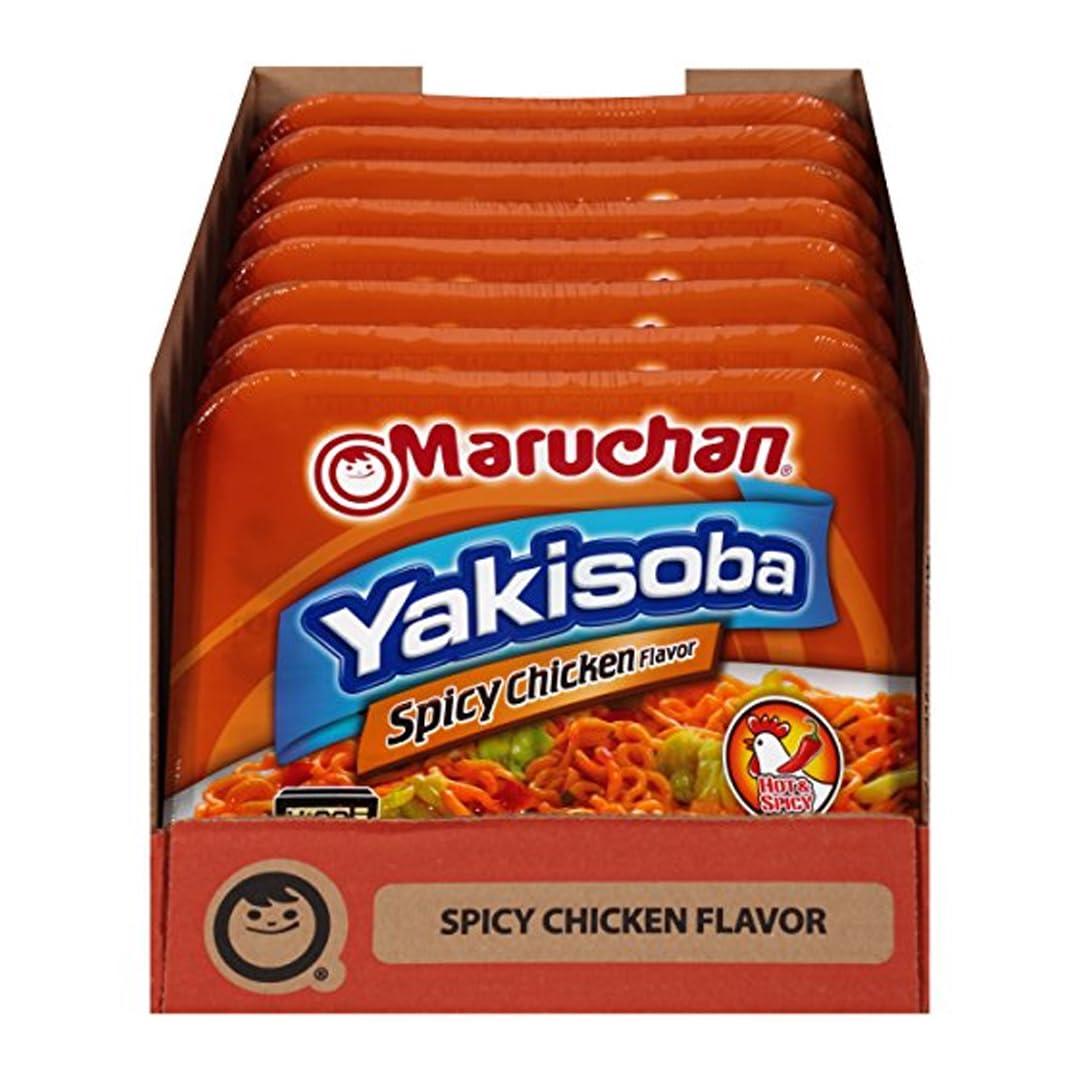 image:imageMaruchan Yakisoba Teriyaki Chicken Flavor StirFried Japanese Instant Ramen Noodles High Protein Microwavable Meal 398 Oz 8 PackSpicy Chicken