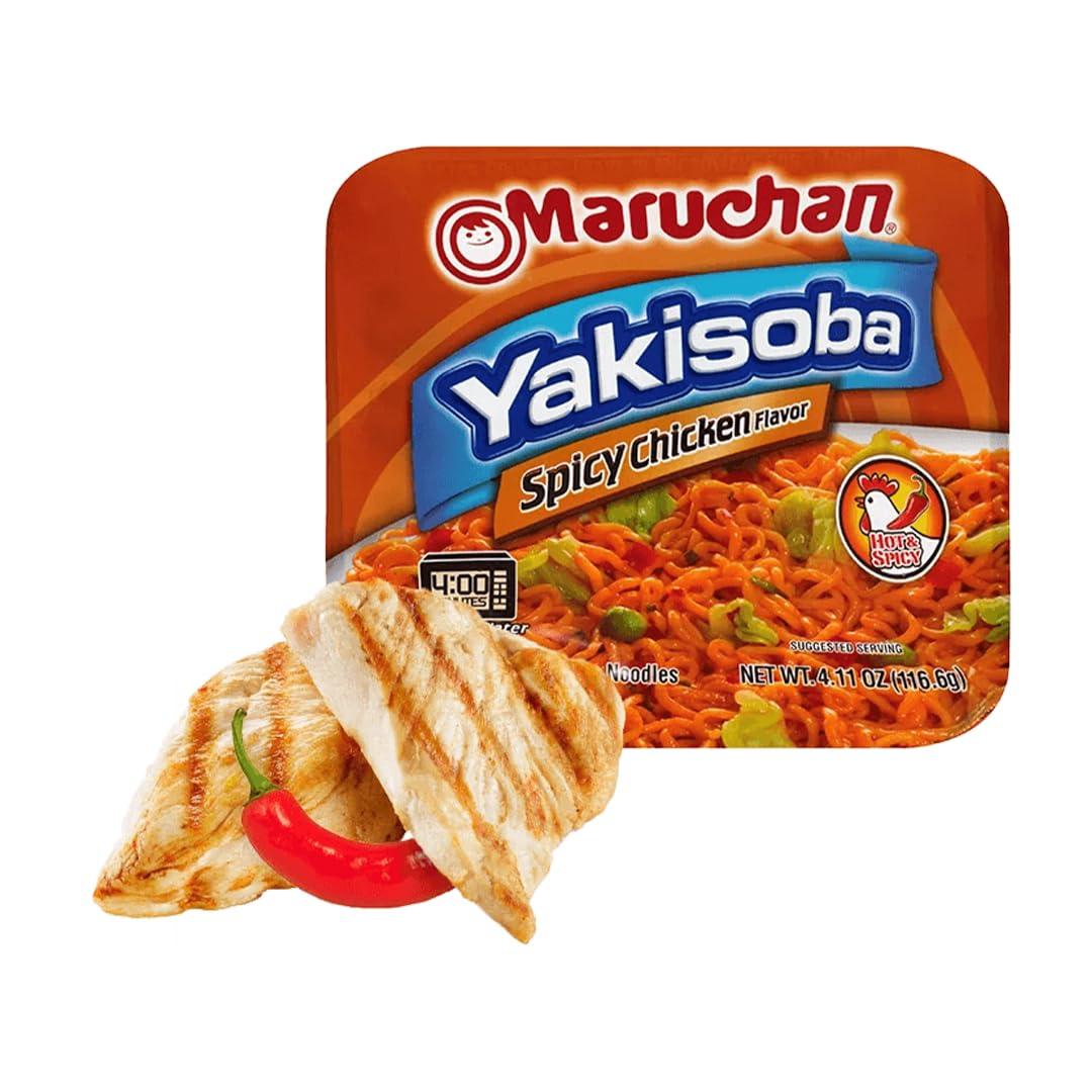 image:imageMaruchan Yakisoba Teriyaki Chicken Flavor StirFried Japanese Instant Ramen Noodles High Protein Microwavable Meal 398 Oz 8 PackSpicy Chicken