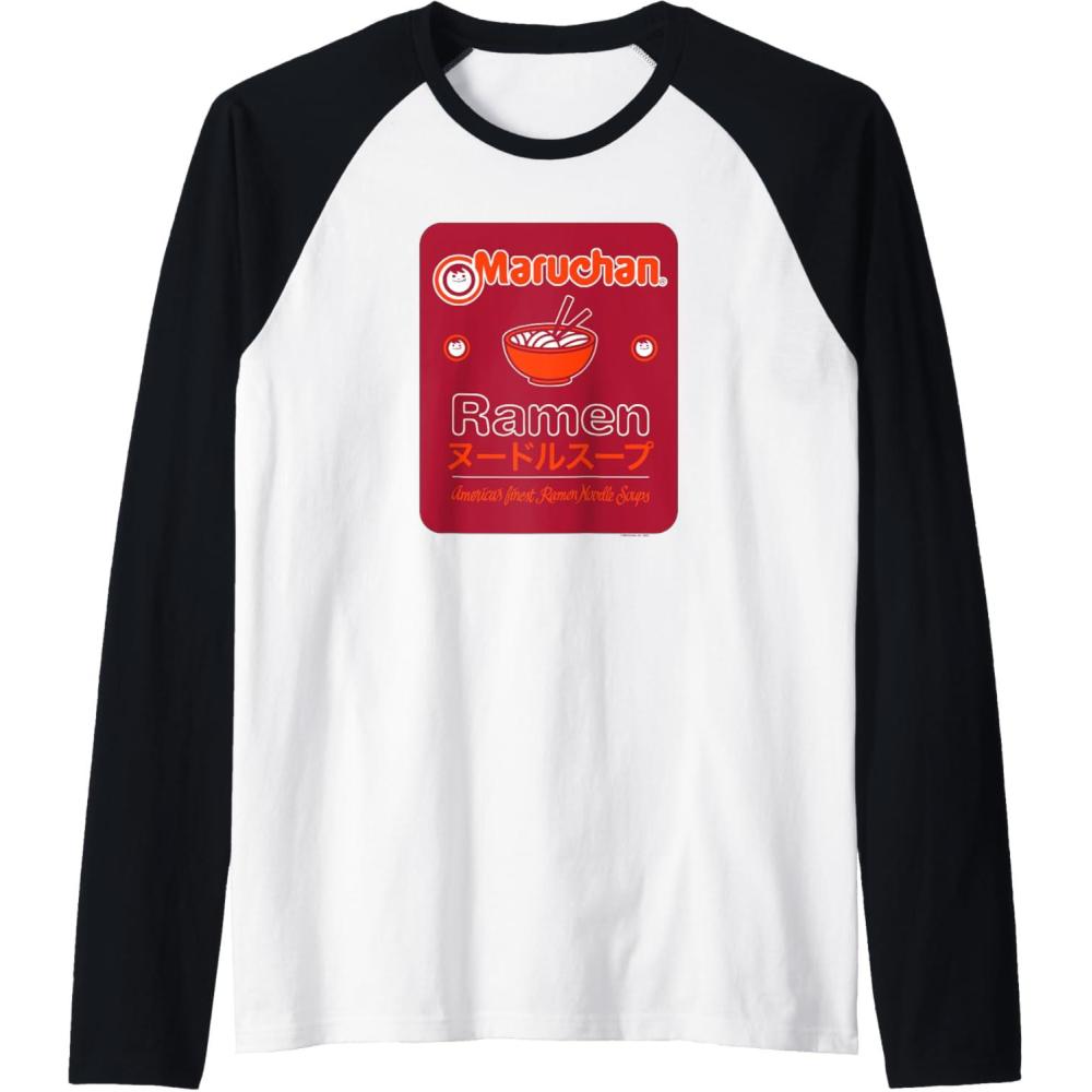 image:imageMaruchan Americans Finest Ramen Noodle Soup Card Logo Raglan Baseball TeeBlackWhite