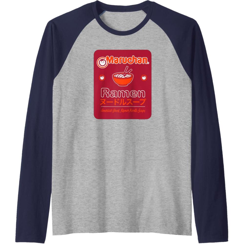 image:imageMaruchan Americans Finest Ramen Noodle Soup Card Logo Raglan Baseball TeeNavy BlueAthletic Heather