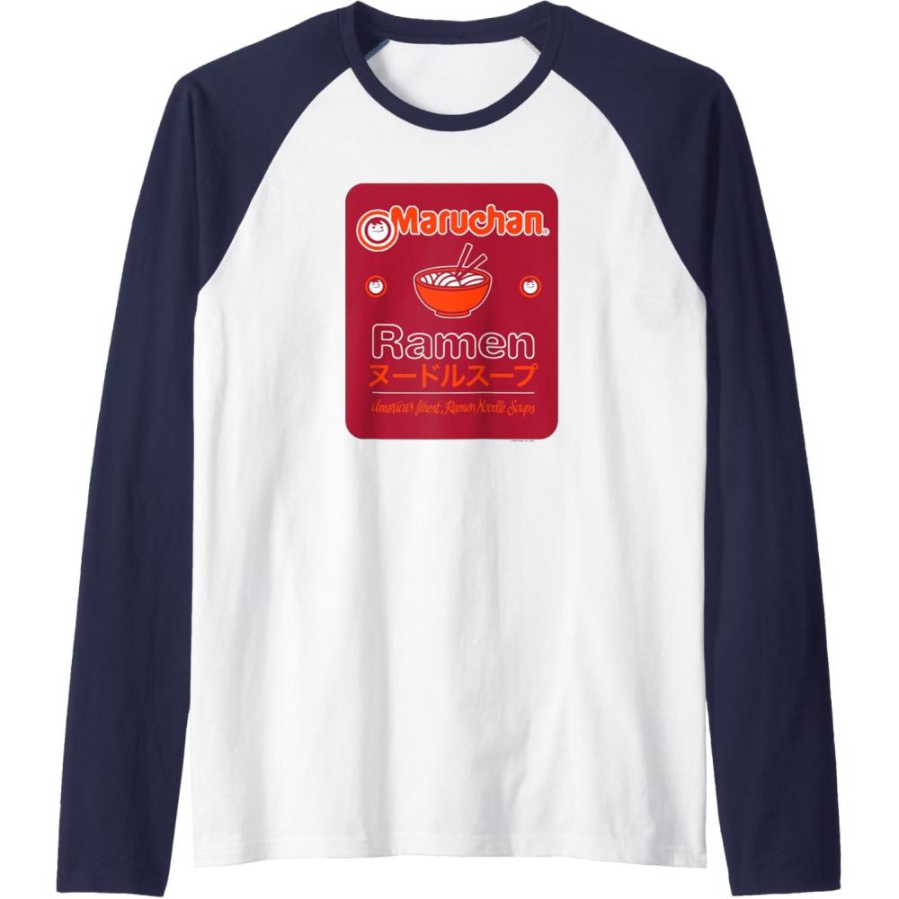 image:imageMaruchan Americans Finest Ramen Noodle Soup Card Logo Raglan Baseball TeeNavy BlueWhite