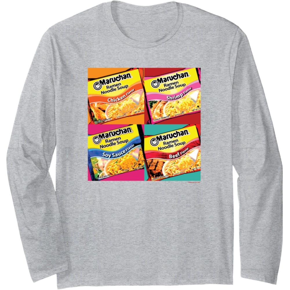 image:imageMaruchan Artsy Flavor Grid Poster Long Sleeve TShirtHeather Grey