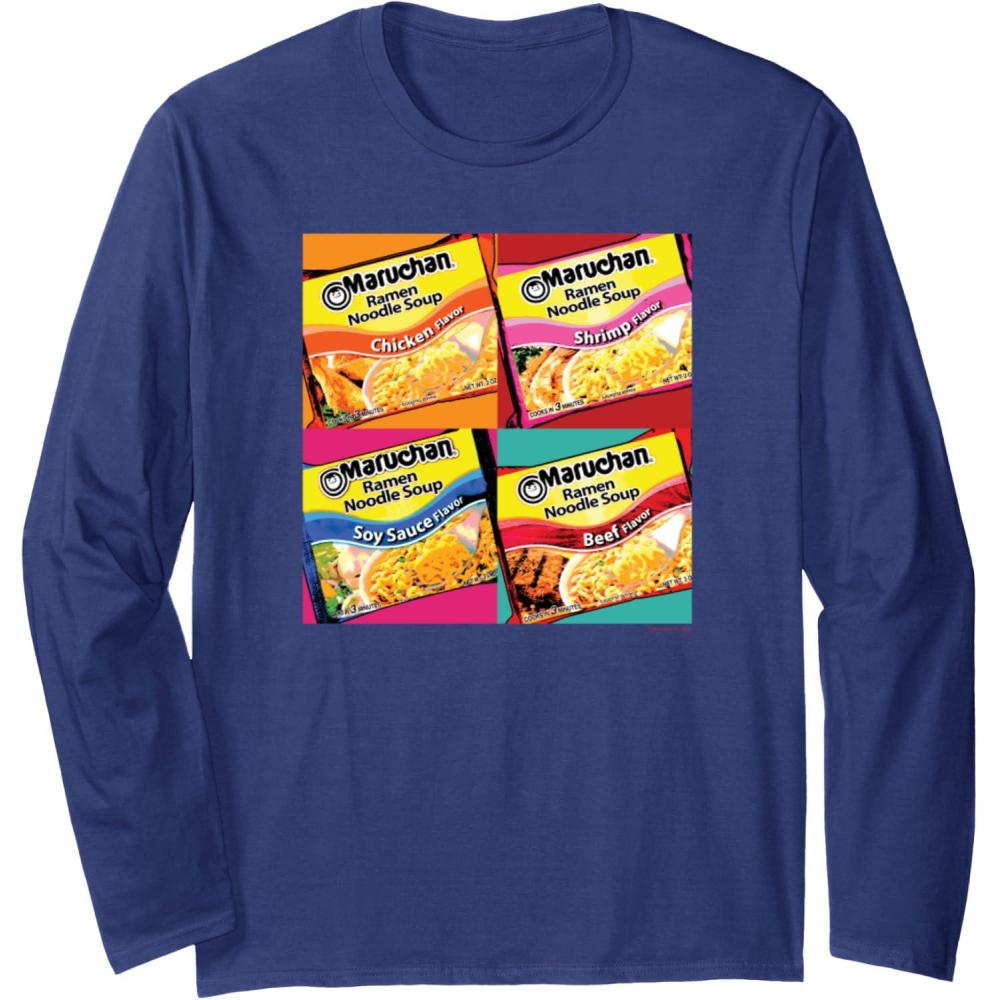 image:imageMaruchan Artsy Flavor Grid Poster Long Sleeve TShirtNavy Blue