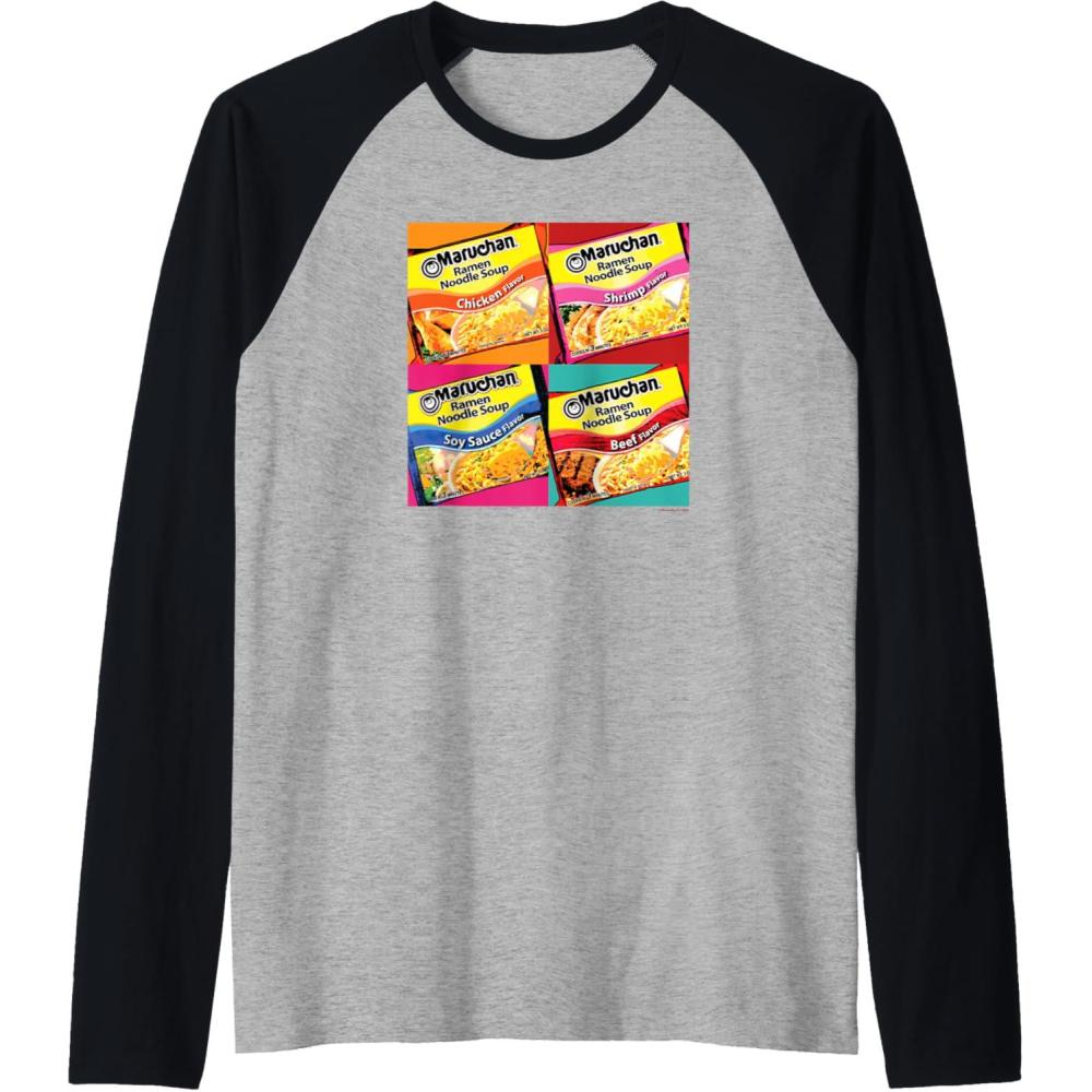 image:imageMaruchan Artsy Flavor Grid Poster Raglan Baseball TeeBlackAthletic Heather