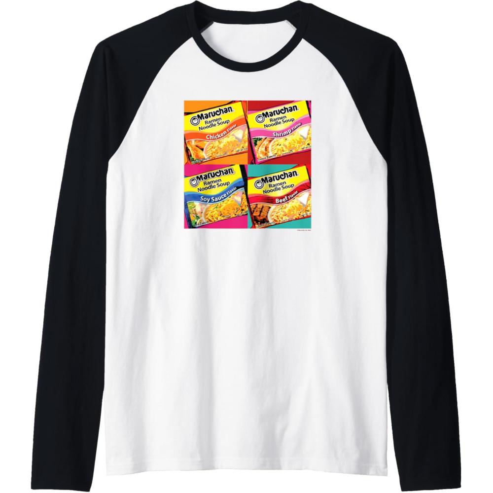 image:imageMaruchan Artsy Flavor Grid Poster Raglan Baseball TeeBlackWhite