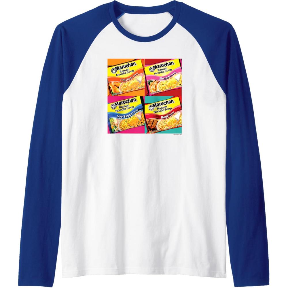 image:imageMaruchan Artsy Flavor Grid Poster Raglan Baseball TeeRoyal BlueWhite