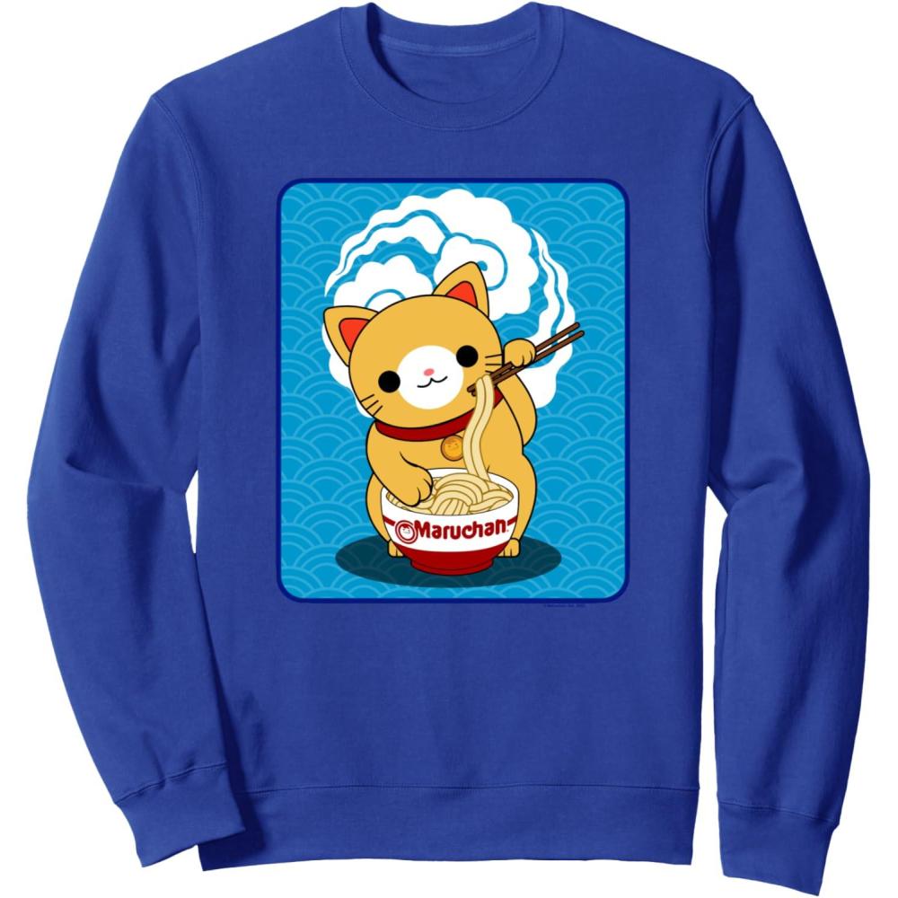 image:imageMaruchan Cat Eating Ramen Noodles SweatshirtRoyal Blue