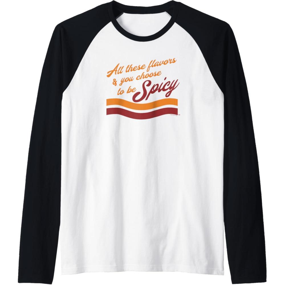 image:imageMaruchan Choose To Be Spicy Humor Raglan Baseball TeeBlackWhite