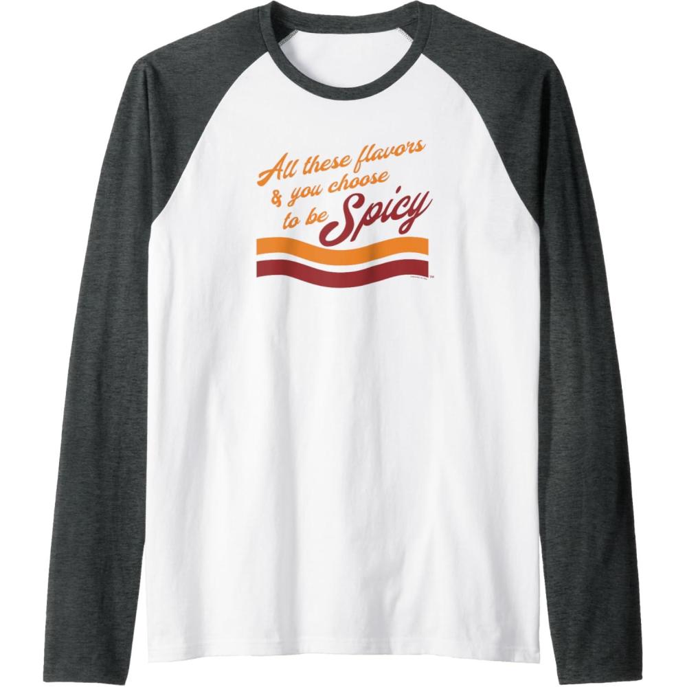 image:imageMaruchan Choose To Be Spicy Humor Raglan Baseball TeeDark Heather GreyWhite