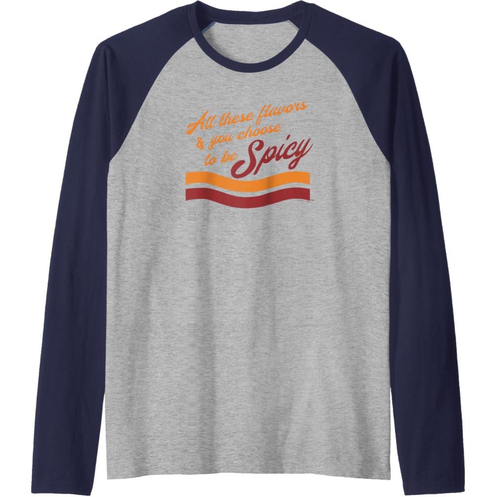 image:imageMaruchan Choose To Be Spicy Humor Raglan Baseball TeeNavy BlueAthletic Heather