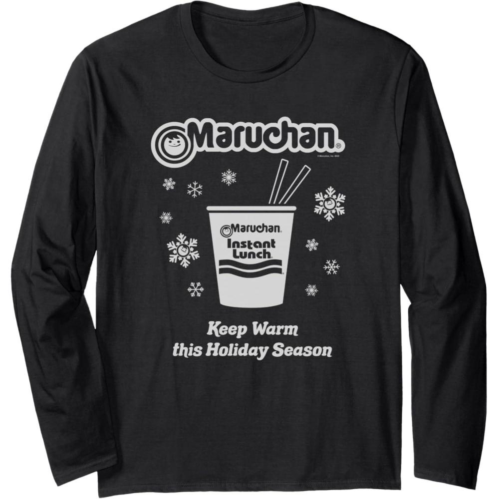 image:imageMaruchan Christmas Instant Lunch Keep Warm Holiday Season Long Sleeve TShirtBlack