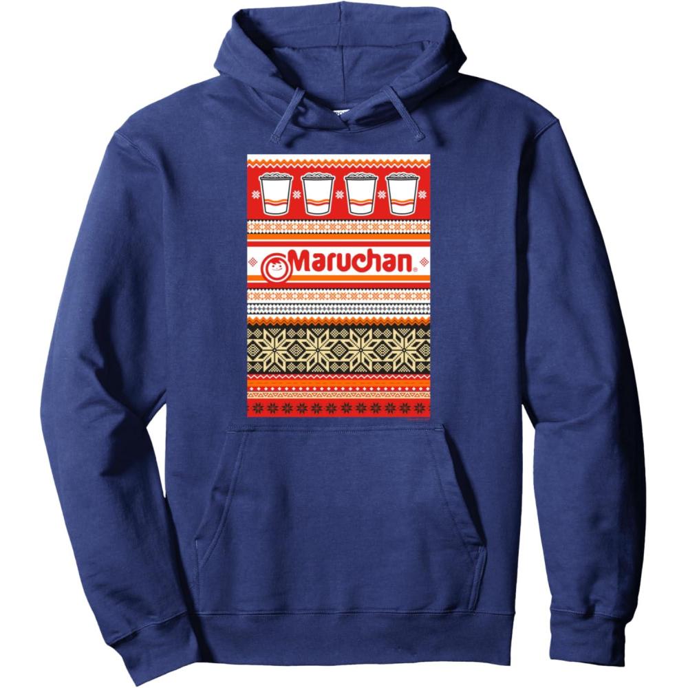 image:imageMaruchan Christmas Instant Lunch Ugly Sweater Style Pullover HoodieNavy Blue