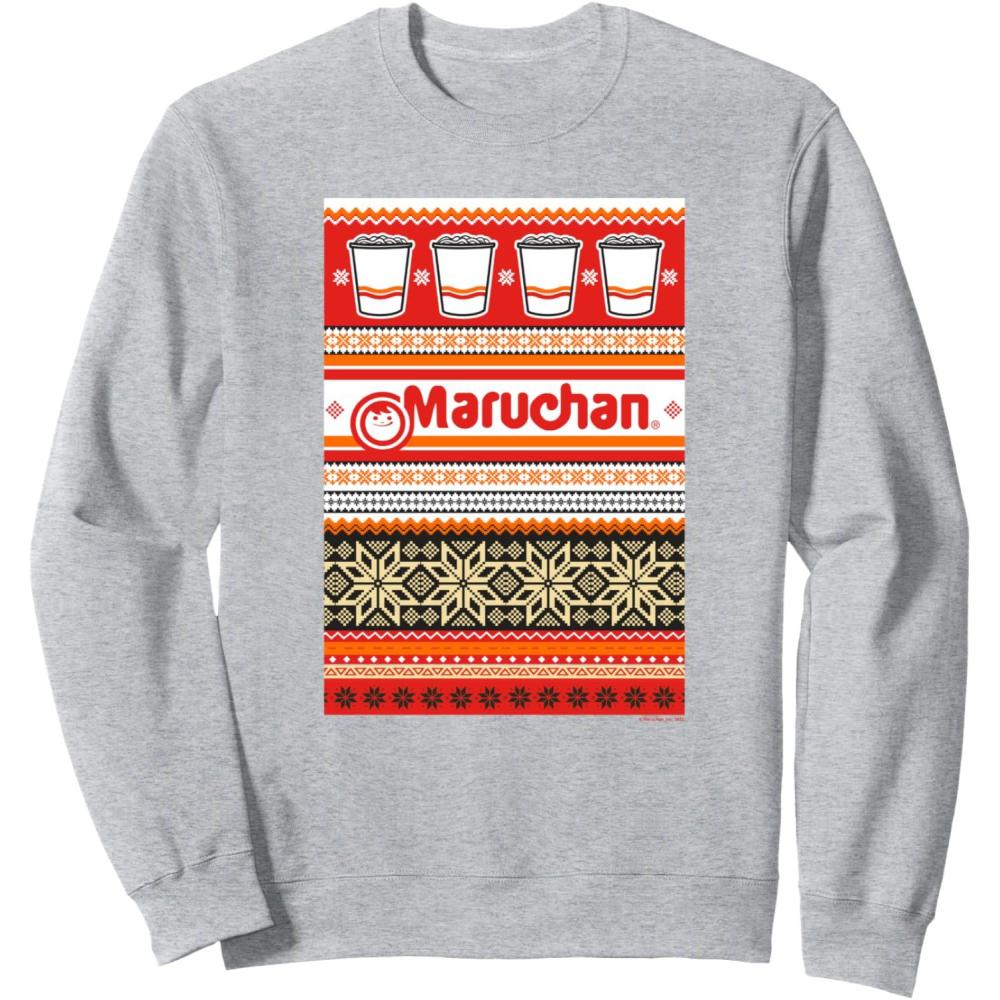 image:imageMaruchan Christmas Instant Lunch Ugly Sweater Style SweatshirtHeather Grey