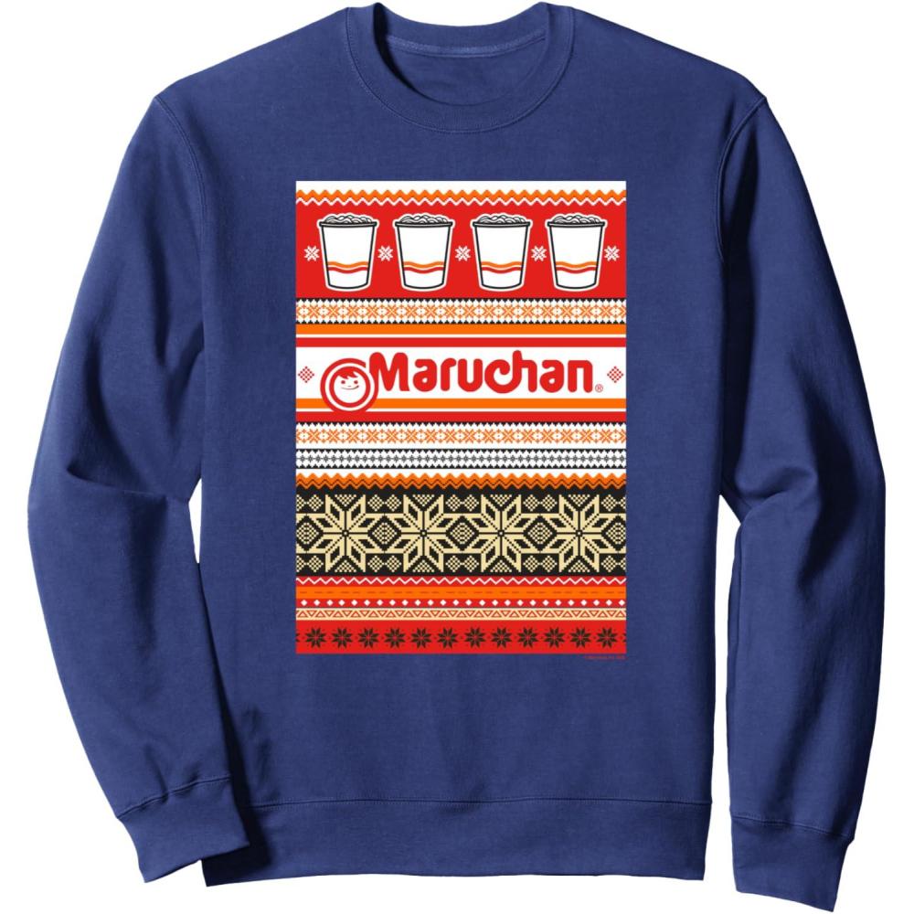 image:imageMaruchan Christmas Instant Lunch Ugly Sweater Style SweatshirtNavy Blue