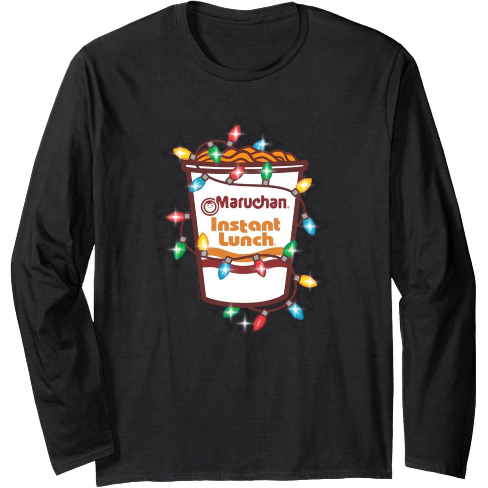 image:imageMaruchan Christmas Lights Holiday Season Reman Cup Logo Long Sleeve TShirtBlack