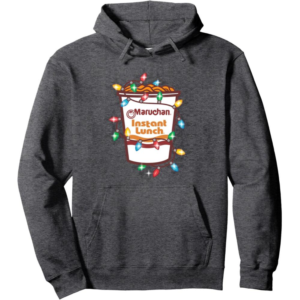 image:imageMaruchan Christmas Lights Holiday Season Reman Cup Logo Pullover HoodieDark Heather Grey