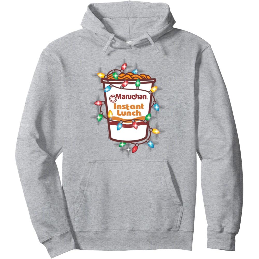 image:imageMaruchan Christmas Lights Holiday Season Reman Cup Logo Pullover HoodieHeather Grey