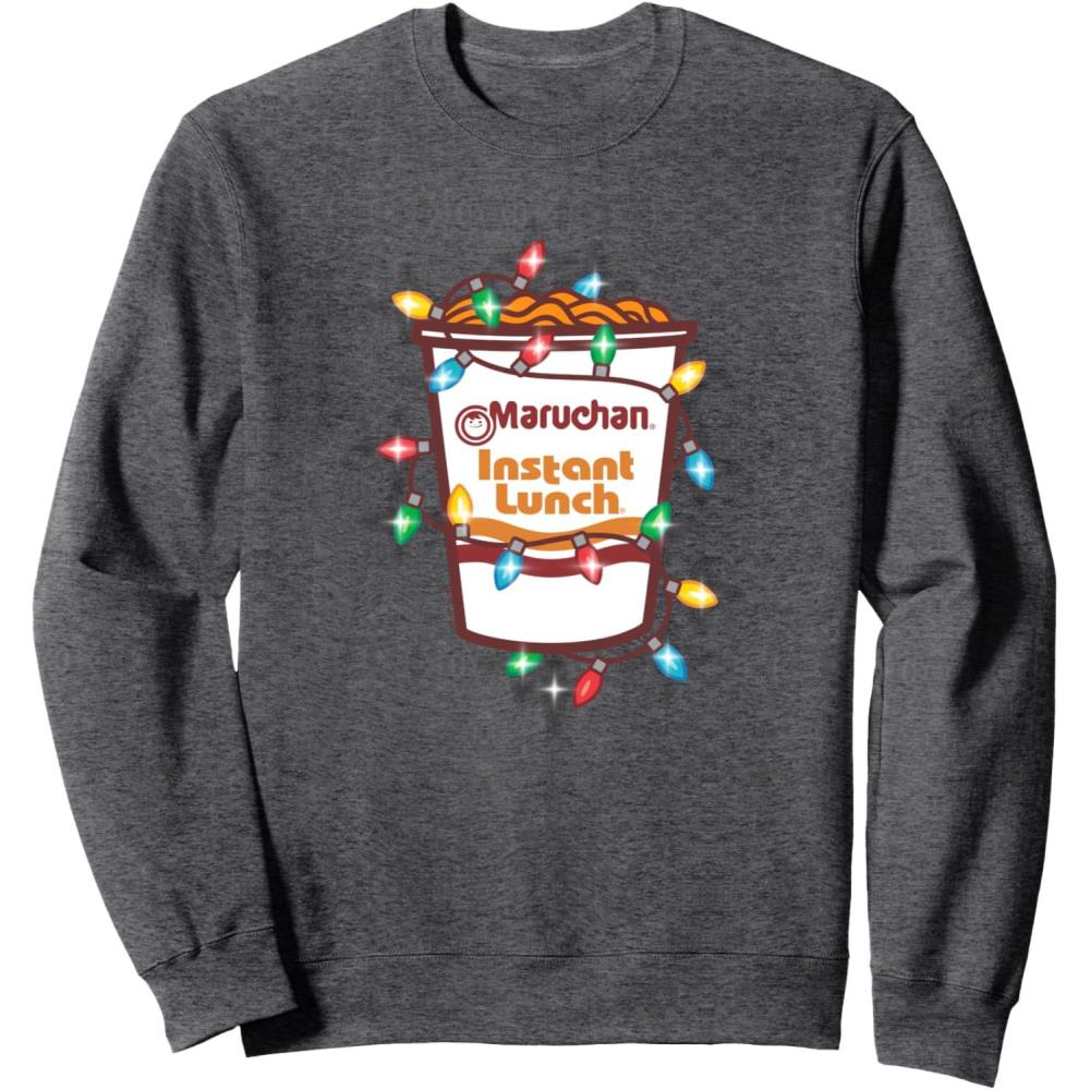 image:imageMaruchan Christmas Lights Holiday Season Reman Cup Logo SweatshirtDark Heather Grey