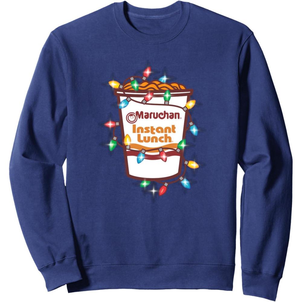 image:imageMaruchan Christmas Lights Holiday Season Reman Cup Logo SweatshirtNavy Blue