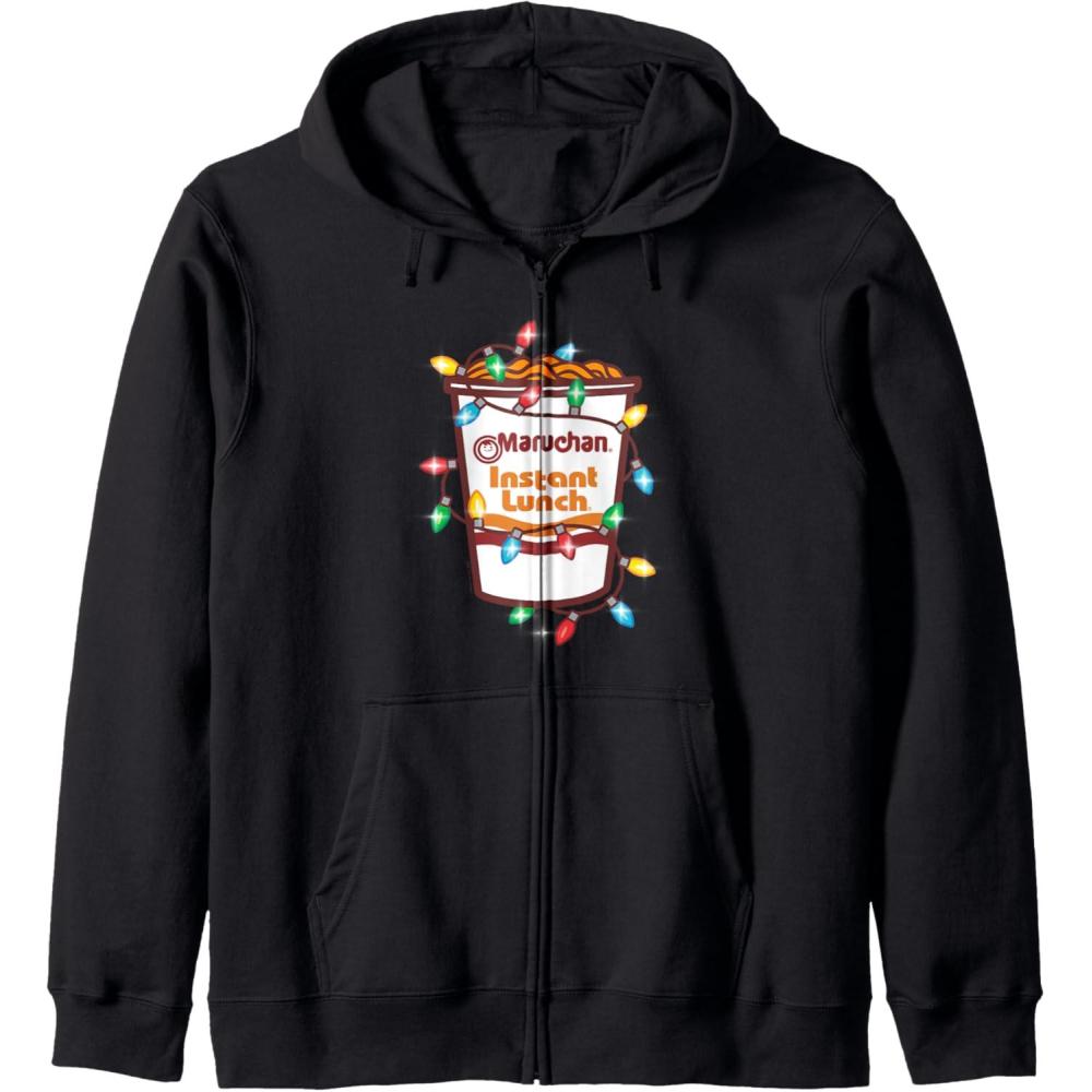 image:imageMaruchan Christmas Lights Holiday Season Reman Cup Logo Zip HoodieBlack