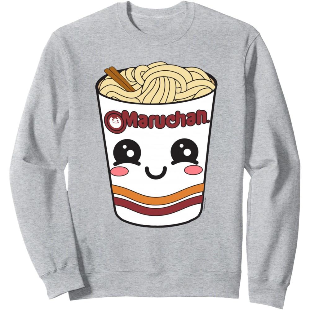 image:imageMaruchan Cute Ramen Noodle Cup Face SweatshirtHeather Grey