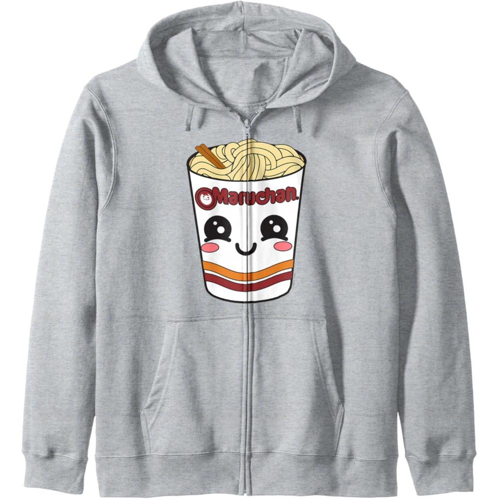 image:imageMaruchan Cute Ramen Noodle Cup Face Zip HoodieHeather Grey