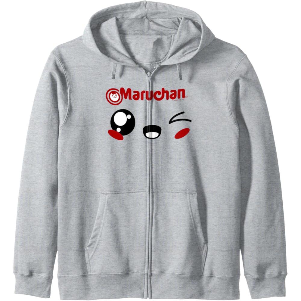 image:imageMaruchan Cute Winking Happy Face Zip HoodieHeather Grey
