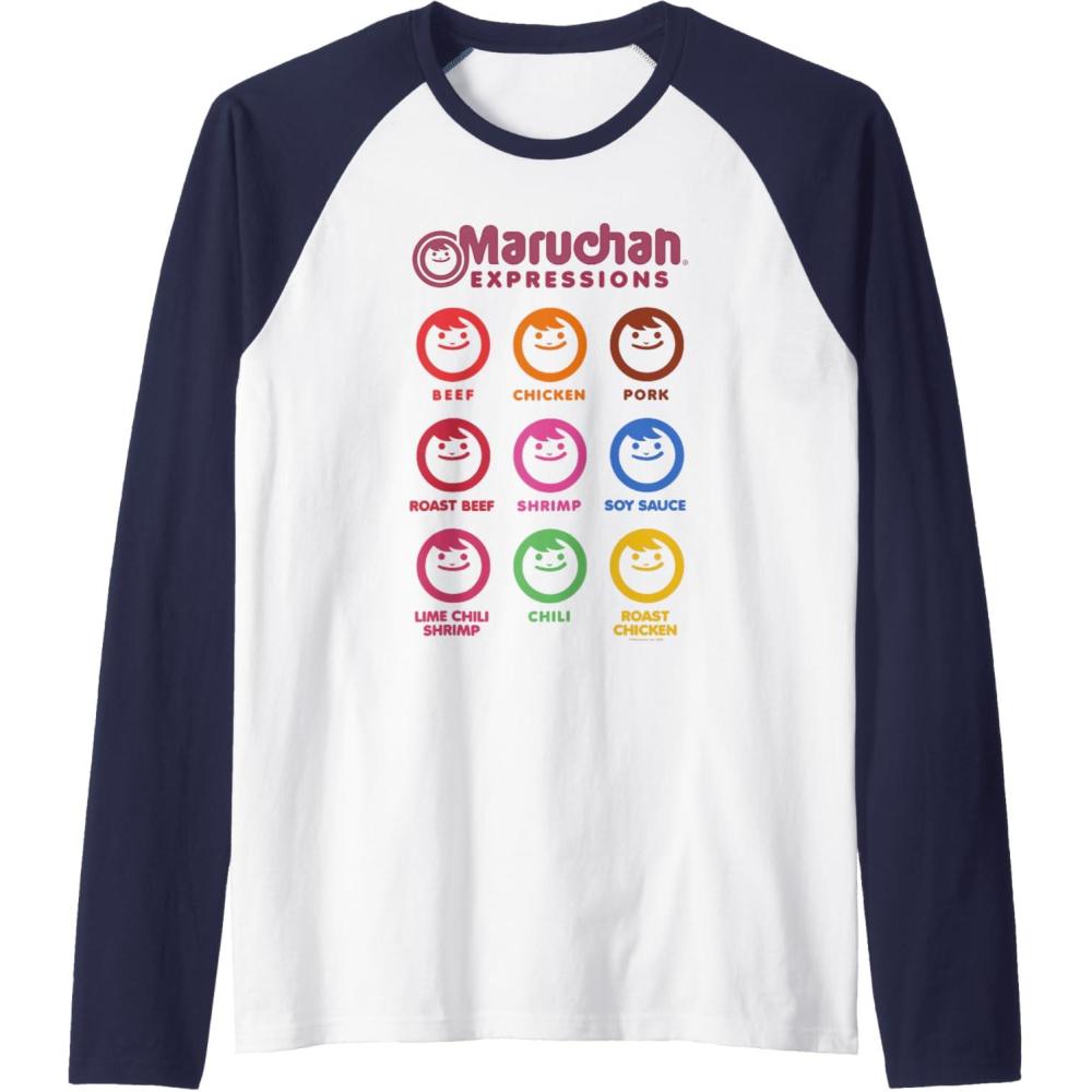 image:imageMaruchan Expressions Multiple Flavors amp Colors Collage Raglan Baseball TeeNavy BlueWhite