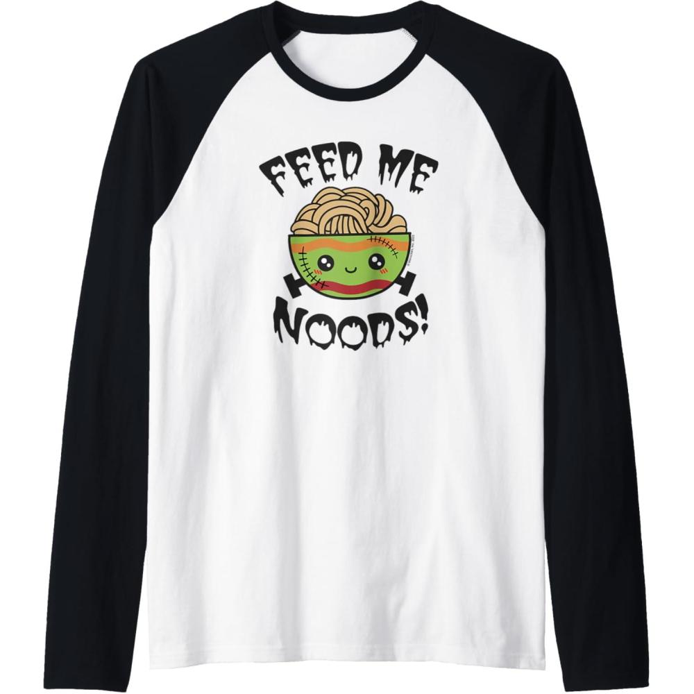 image:imageMaruchan Feed Me Noods Halloween Frankenstein Bowl Raglan Baseball TeeBlackWhite