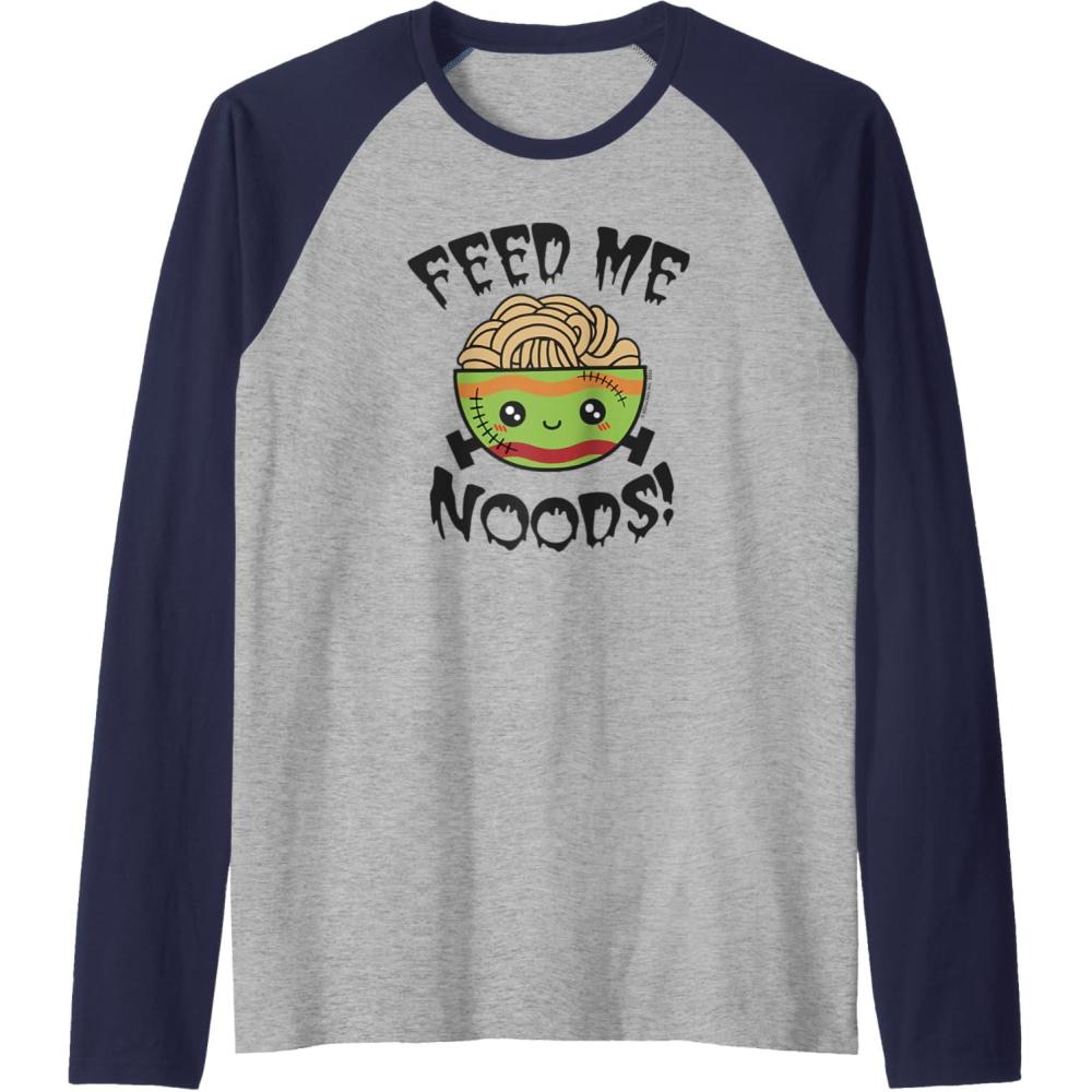 image:imageMaruchan Feed Me Noods Halloween Frankenstein Bowl Raglan Baseball TeeNavy BlueAthletic Heather