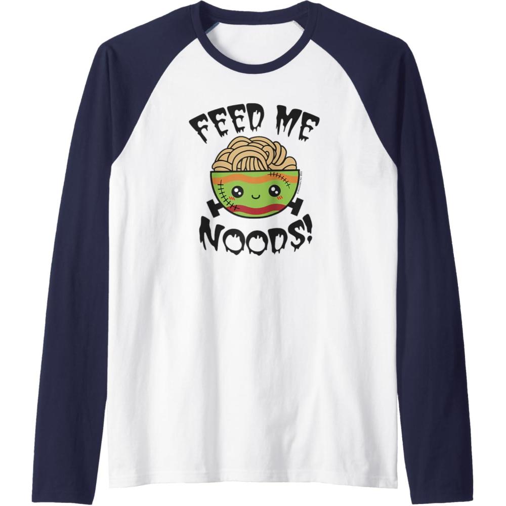 image:imageMaruchan Feed Me Noods Halloween Frankenstein Bowl Raglan Baseball TeeNavy BlueWhite