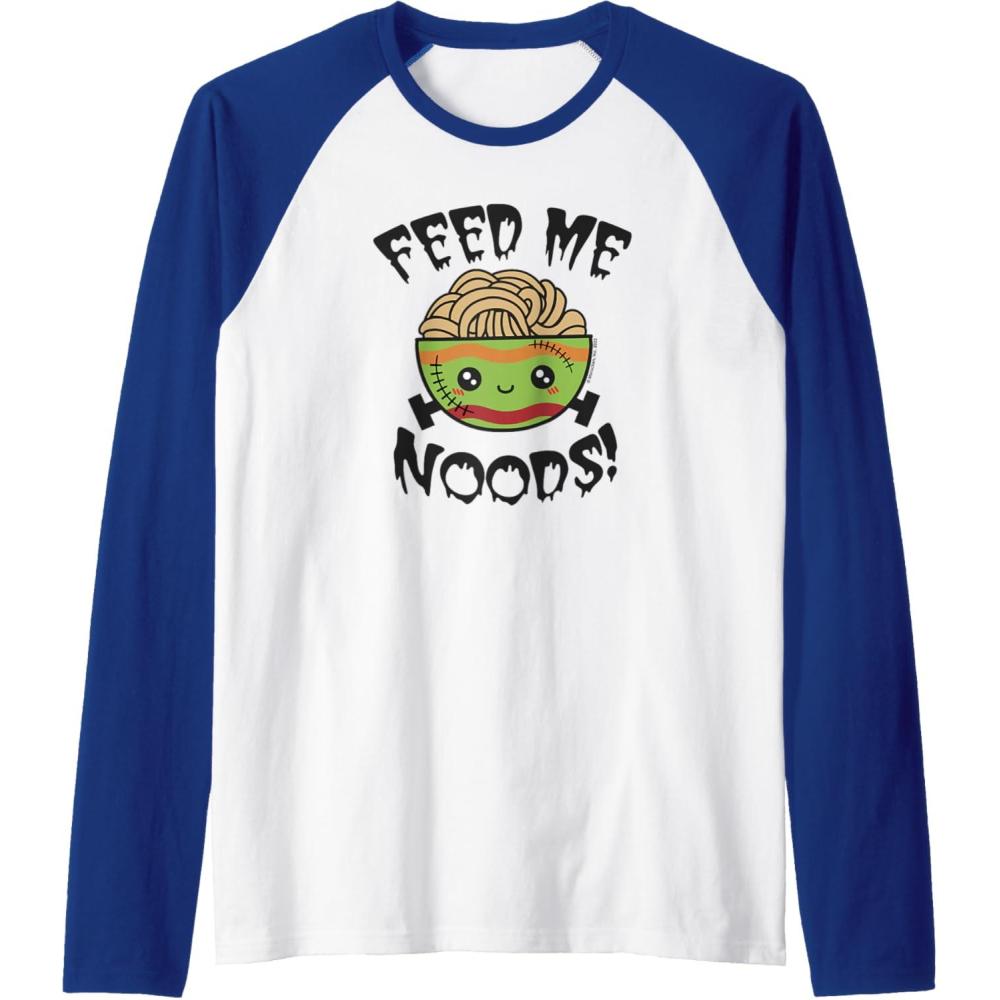 image:imageMaruchan Feed Me Noods Halloween Frankenstein Bowl Raglan Baseball TeeRoyal BlueWhite