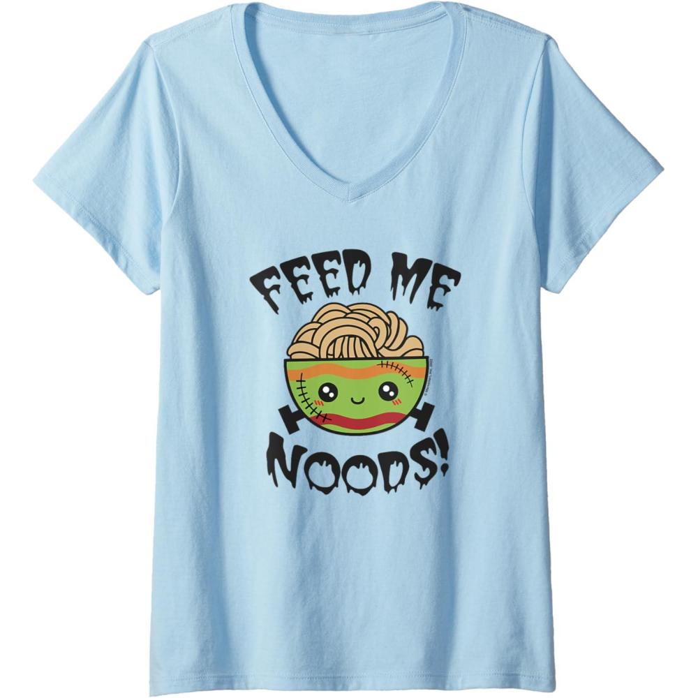 image:imageMaruchan Feed Me Noods Halloween Frankenstein Bowl VNeck TShirtBaby Blue