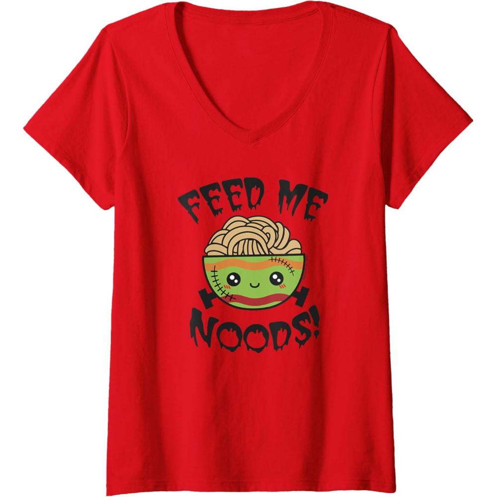 image:imageMaruchan Feed Me Noods Halloween Frankenstein Bowl VNeck TShirtRed