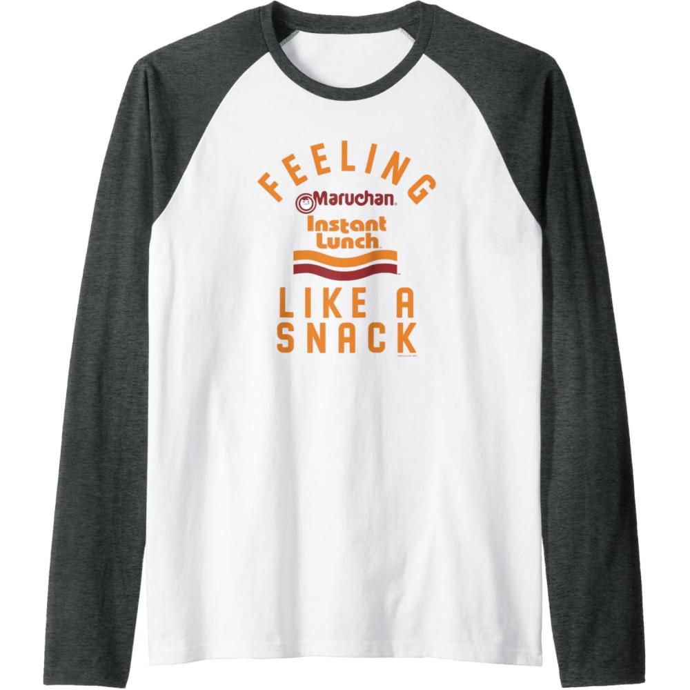 image:imageMaruchan Feeling Like A Ramen Snack Instant Lunch Logo Raglan Baseball TeeDark Heather GreyWhite