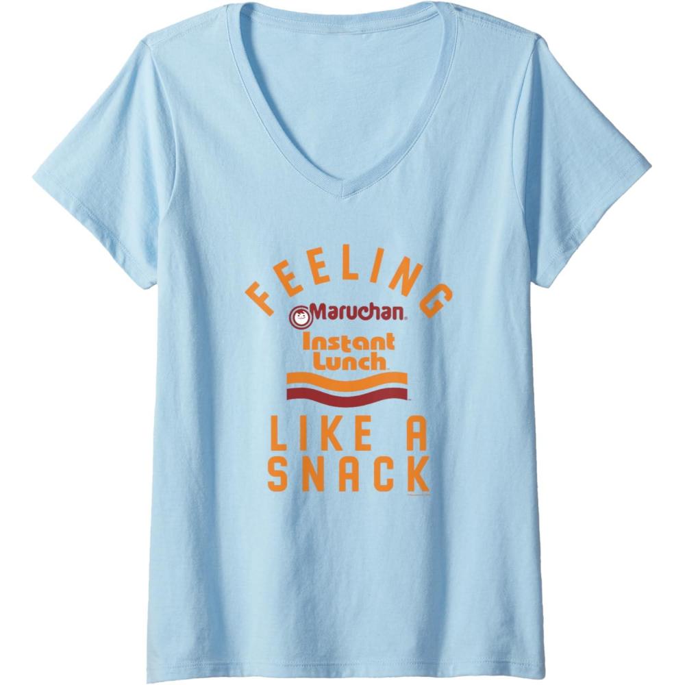 image:imageMaruchan Feeling Like A Ramen Snack Instant Lunch Logo VNeck TShirtBaby Blue
